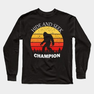 Bigfoot Hide And Seek World Champion Sasquatch Retro Vintage Long Sleeve T-Shirt
